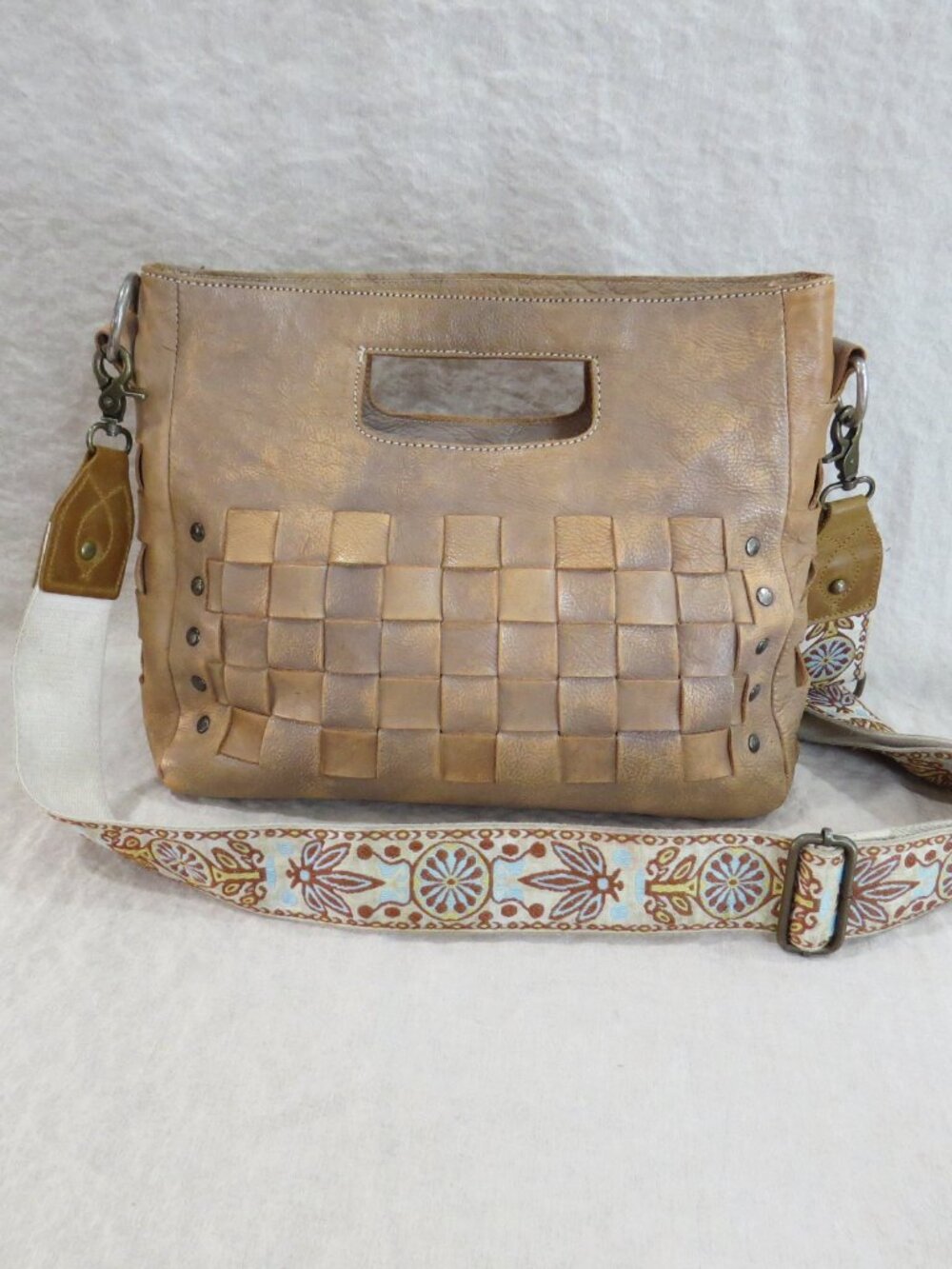 Bed Stu Orchid Woven Leather Crossbody Bag - Missing Original Strap *READ